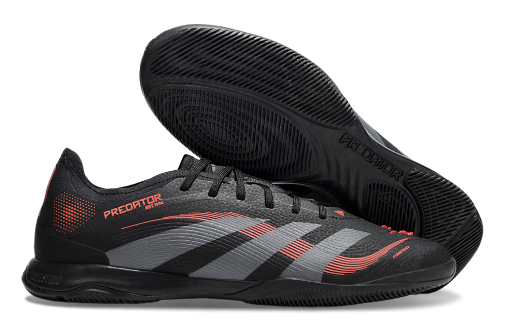 Chuteira Futsal Adidas Predator Elite Fold-Over Tongue IC - Preta, Cinza e Vermelha
