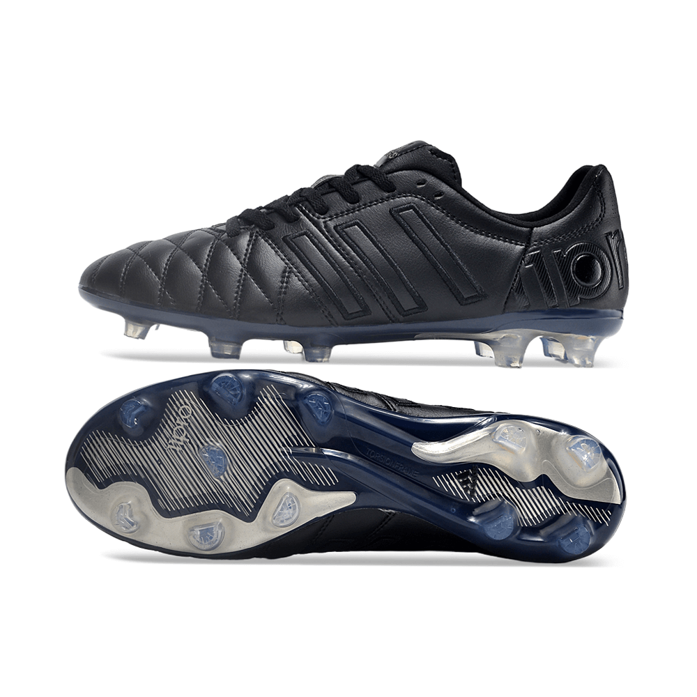 Chuteira Adidas AdiPure 11 Pro FG Blackout em preto, com design elegante e sola de alta performance.
