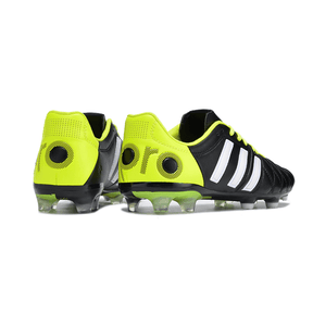 Chuteira Adidas AdiPure 11 Pro FG Preta e Amarela com detalhes em verde e preto