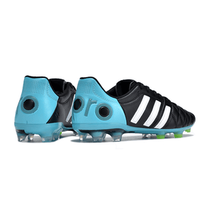 Chuteira Adidas AdiPure 11 Pro FG Preta e Azul com detalhes em preto e azul