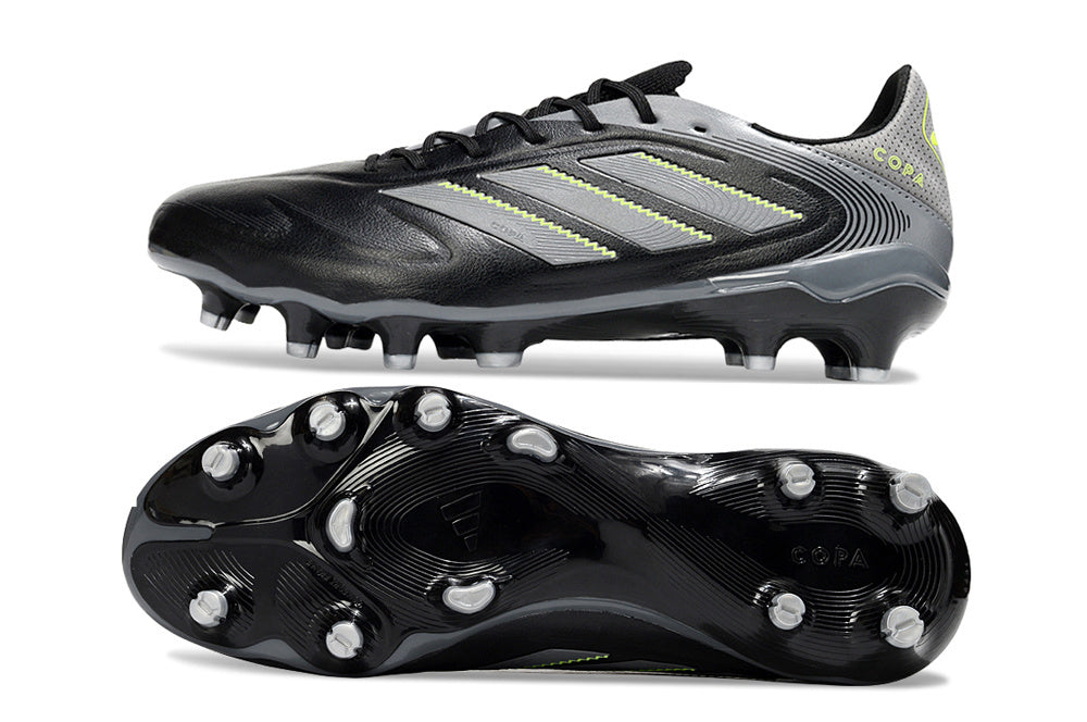 Chuteira Adidas Copa Pure III Elite FG - Preta e Cinza, bota de futebol com sola FG e design elegante.