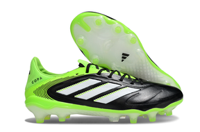 Chuteira Adidas Copa Pure III Elite FG - Preto e Amarelo com design vibrante em preto e verde