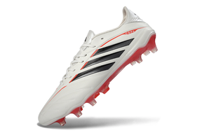 Chuteira Adidas Copa Pure IV Elite FG - Born For Goals Pack em branco com detalhes em vermelho e preto.