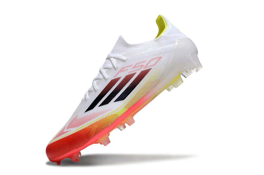 Chuteira Adidas F50.1 FG Branca e Laranja, design moderno e desempenho em campo.