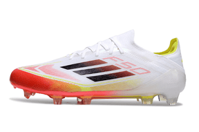 Chuteira Adidas F50.1 FG Branca e Laranja para PERFORMANCE e ESTILO em campo.