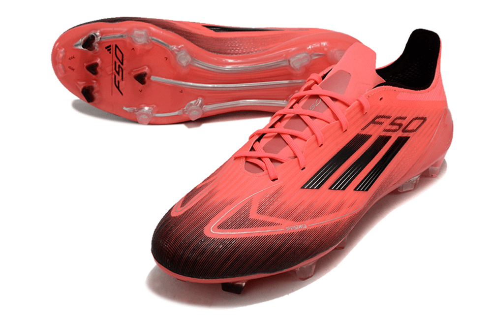 Chuteira Adidas F50.1 FG Laranja e Preto com design moderno e desempenho excepcional para futebol.