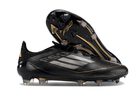 Chuteira Adidas F50.1 FG Preta com design sofisticado e tecnologia avançada para desempenho em campo.
