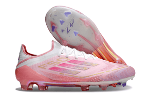 Chuteira Adidas F50.1 YAMAL FG Rosa com design moderno e sola FG para campos de futebol.