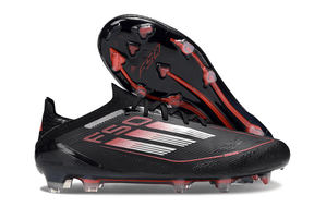 Chuteira Adidas F50 Elite FG - Preta e Vermelha com design elegante e tecnologia FG para desempenho em campo.