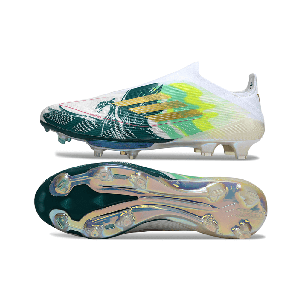 Chuteira Adidas F50 FG Elite - Ed. Especial "MO Salah" com design moderno e sola FG para excelente aderência.