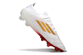 Chuteira Adidas F50 FG Elite Ed. "MO Salah" Vermelha com design premium e tecnologia avançada.