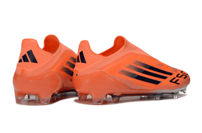 Chuteira Adidas F50 FG Elite Laranja e Preta - visão traseira dos tenis de futebol laranja