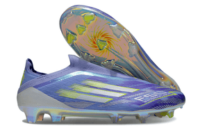 Chuteira Adidas F50 FG Elite Sparkfusion - Azul com design vibrante e tecnologia avançada para alto desempenho no futebol.