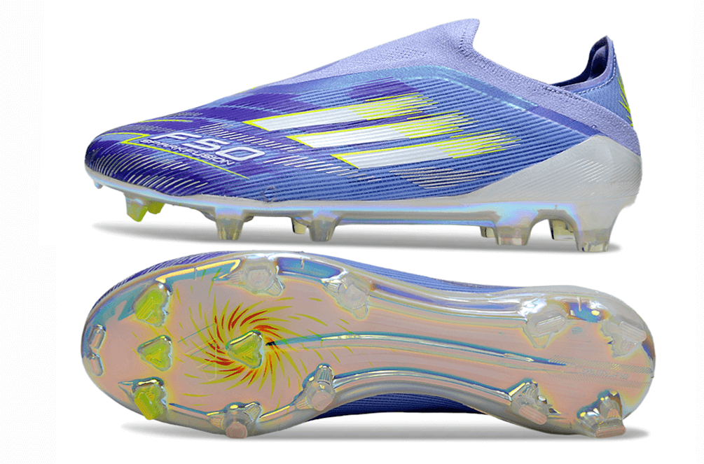 Chuteira Adidas F50 FG Elite Sparkfusion - Azul com design vibrante e solado otimizado para desempenho no futebol.