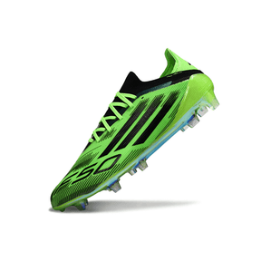 Chuteira Adidas F50 FG Elite Sparkfusion Verde e Preta com design moderno e inovação para desempenho em campo.