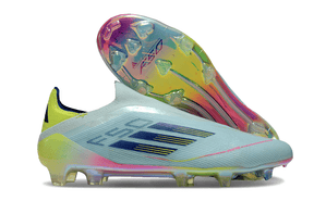 Chuteira Adidas F50 LL FG - Azul e Verde destacada com design moderno e tecnologia avançada para desempenho em campo.