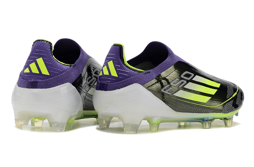 Chuteira Adidas F50 LL FG - Roxa e Verde com design vibrante e tração superior para desempenho em campo.