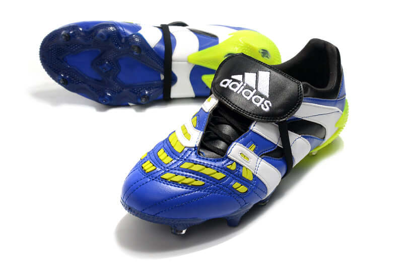Chuteira Adidas Predator Accelerator FG - Azul e Verde com design azul e verde, perfeita para campo.