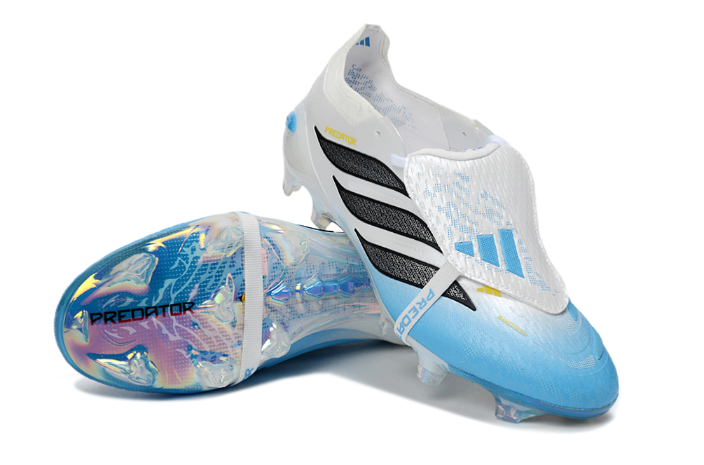 Chuteira Adidas Predator Elite FG 26 - Azul e Rosa com design elegante e tecnologia Controlskin.