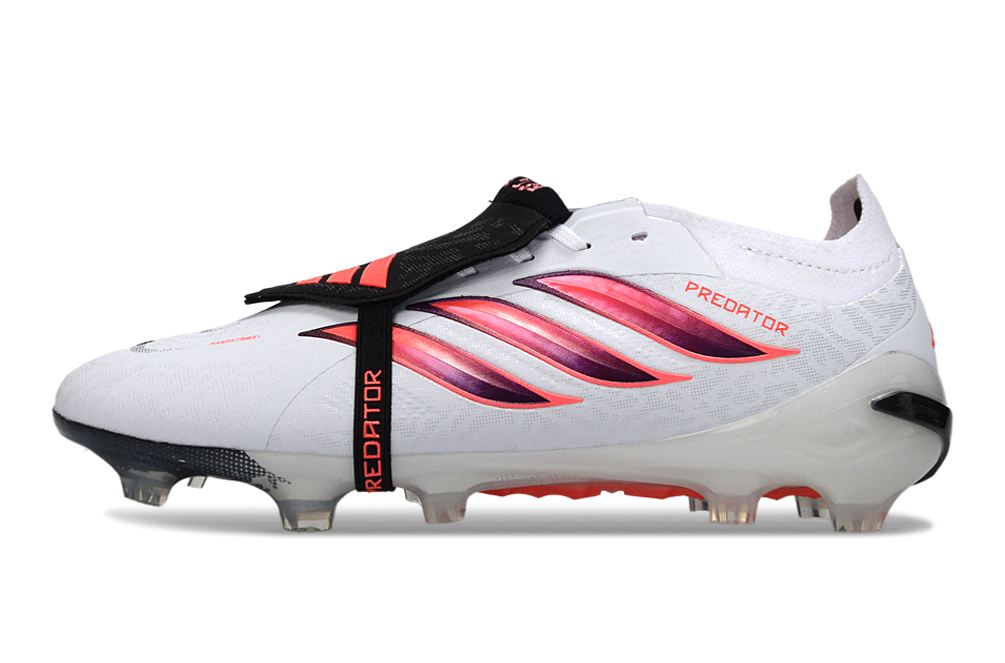Chuteira Adidas Predator Elite FG 26 - Branca, Preta e Vermelha, design moderno e tecnologia Controlskin.