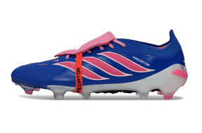 Chuteira Adidas Predator Elite FG 26 - "Finishers Steel" Azul e Rosa lateral com design inovador para futebol.