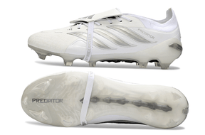 Chuteira Adidas Predator Elite FG 26 - "Finishers Steel" - Branca com design moderno e sola para gramado.