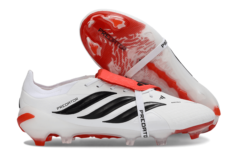 Chuteira Adidas Predator Elite FG 26 - "Finishers Steel" Branca com design moderno e tecnologia avançada.