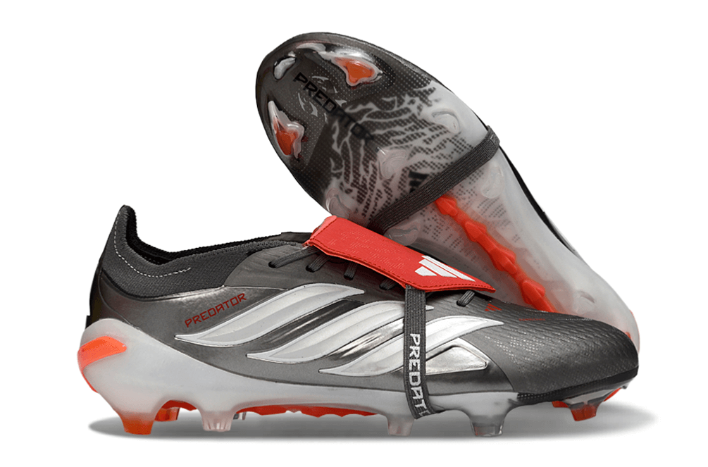 Chuteira Adidas Predator Elite FG 26 - 'Finishers Steel' com design inovador e controle absoluto no campo.