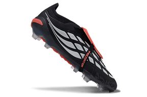 Chuteira Adidas Predator Elite FG 26 - "Finishers Steel" Preta e Branca em destaque com design aerodinâmico.