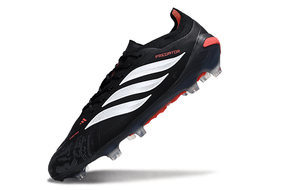Chuteira Adidas Predator Elite FG 26 - "Finishers Steel" Preta e Branca em destaque.