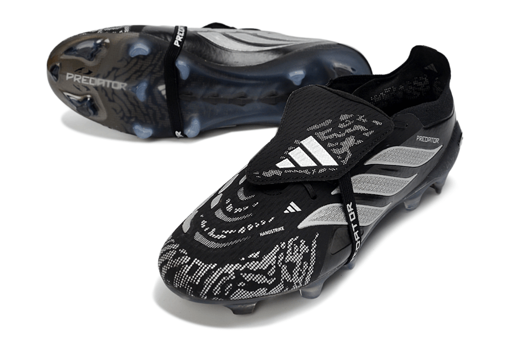 Chuteira Adidas Predator Elite FG 26 - "Finishers Steel" - Preta, design premium e controle excepcional para futebol.