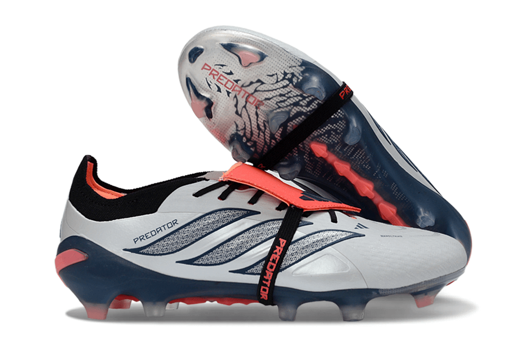 Chuteira Adidas Predator Elite FG 26 - "Finishers Steel" com design inovador e tecnologia para precisão em campo.