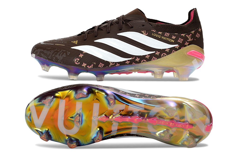 Chuteira Adidas Predator Elite FG 26 - Ed. "Louis Vuitton" (Cópia) com design sofisticado e tecnologia avançada.