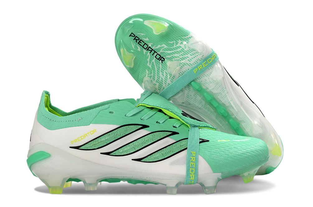 Chuteira Adidas Predator Elite FG 26 - Verde e Branca com design fresco e profissional, ideal para desempenho competitivo.
