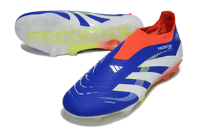 Chuteira Adidas Predator Elite FG LL - Azul, Vermelha e Amarela com design vibrante e tecnologia avançada.