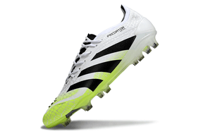 Chuteira Adidas Predator Elite FG - Branca e Amarela com design aerodinâmico e tecnologia de controle.