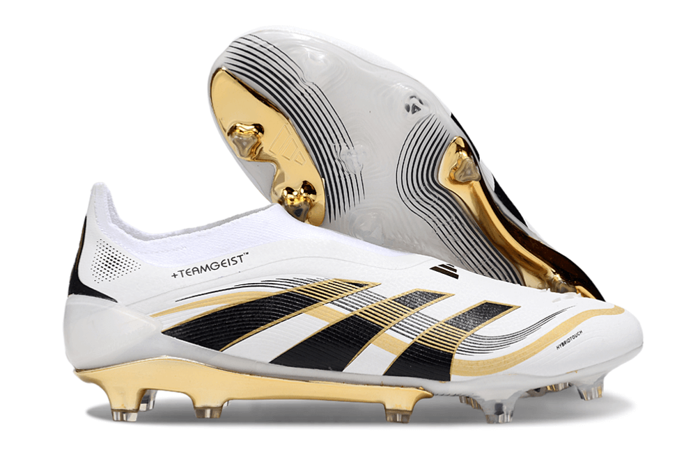 Chuteira Adidas Predator Elite FG - Branca e Dourada "Teamgeist" com design premium e tecnologia de ponta