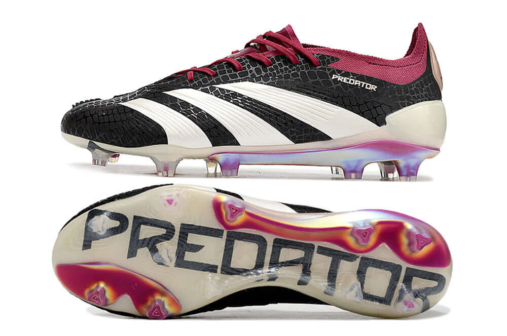 Chuteira Adidas Predator Elite FG - Branca e Preta com design clássico, tecnologia de ponta e estilo elegante.