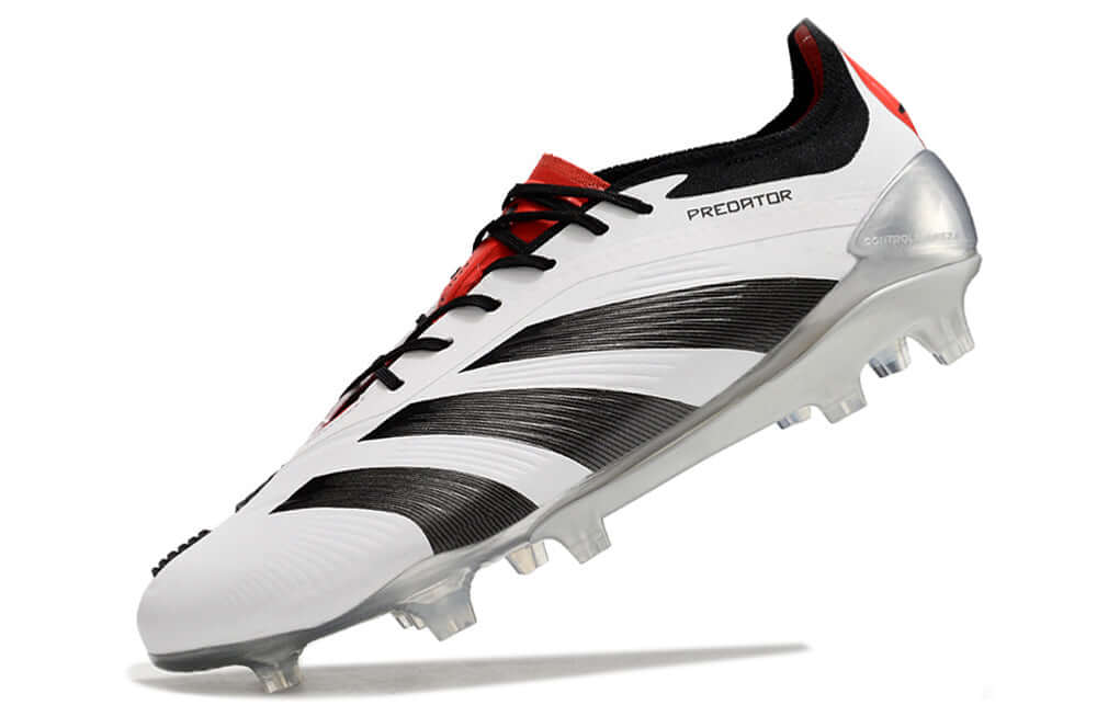Chuteira Adidas Predator Elite FG - Branca e Preta com design clássico, elegante e tecnologia de ponta.