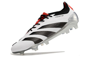 Chuteira Adidas Predator Elite FG - Branca e Preta com design clássico, elegante e tecnologia de ponta.