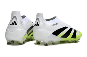 Chuteira Adidas Predator Elite FG LL - Branca e Amarela com design elegante e tecnologia avançada.