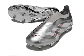 Chuteira Adidas Predator Elite FG LL - Prateada Ed. "Bellingham" com design prateado sofisticado e performance de elite.