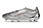 Chuteira Adidas Predator Elite FG LL - Prateada Ed. "Bellingham" em design prateado sofisticado para desempenho de elite.