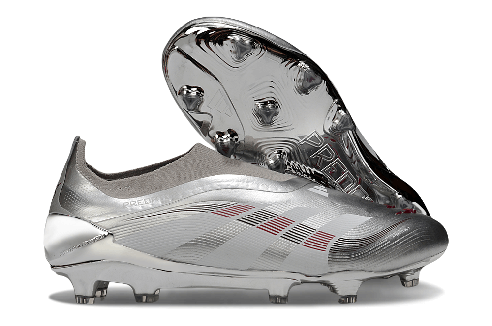 Chuteira Adidas Predator Elite FG LL - Prateada Ed. "Bellingham" com design sofisticado e tecnologia de ponta.