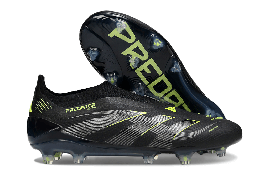 Chuteira Adidas Predator Elite FG LL - Preta e Amarela com design moderno e tecnologia para desempenho em campo.