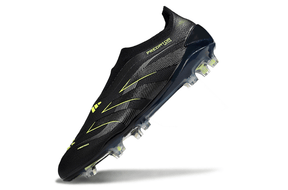 Chuteira Adidas Predator Elite FG LL - Preta e Amarela com design inovador e detalhes em amarelo.