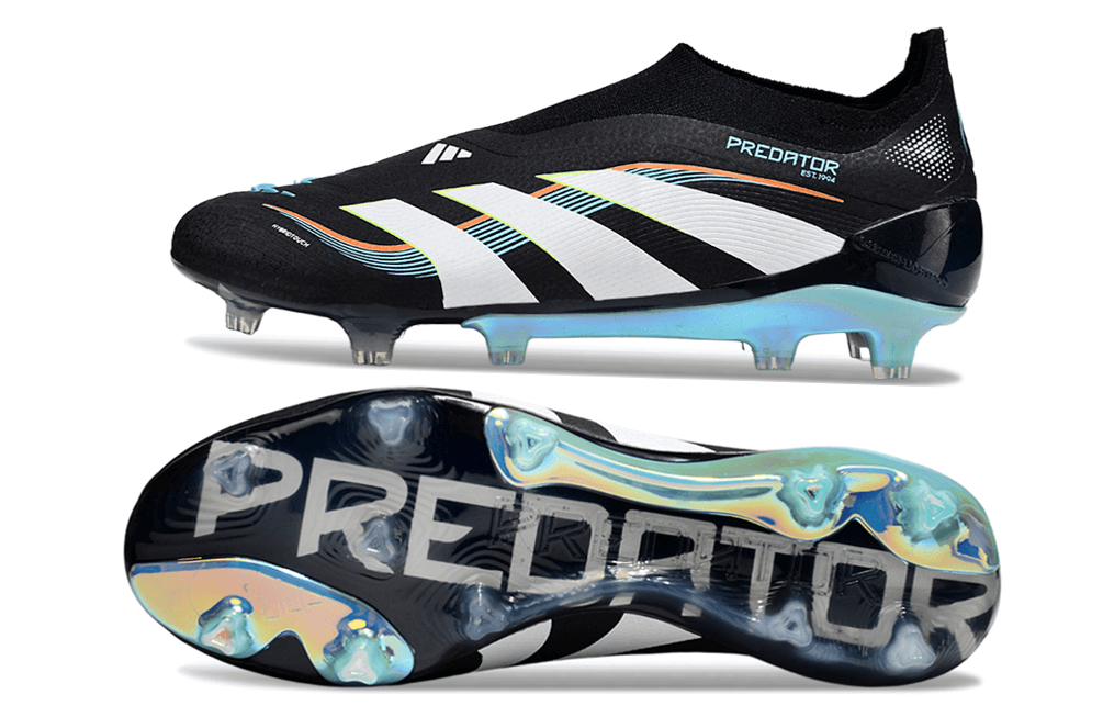Chuteira Adidas Predator Elite FG LL - Preta e Branca com design moderno e tecnologia avançada para desempenho em campo.