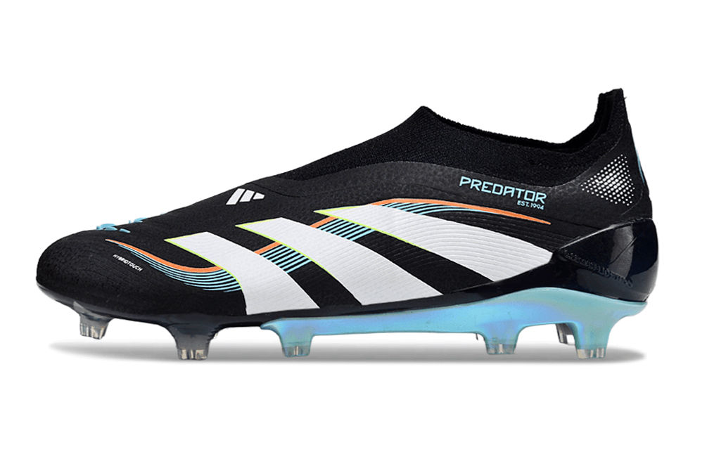 Chuteira Adidas Predator Elite FG LL - Preta e Branca lateral com design clássico e moderno.