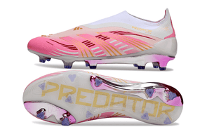 Chuteira Adidas Predator Elite FG LL - Rosa com design vibrante e tecnologia avançada para desempenho em campo.