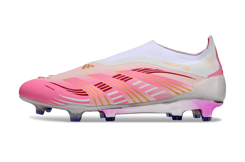 Chuteira Adidas Predator Elite FG LL - Rosa lateral com design moderno e vibrante para desempenho em gramados.